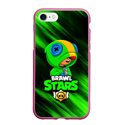 Чехол iPhone 7/8 матовый BRAWL STARS LEON, цвет: 3D-малиновый