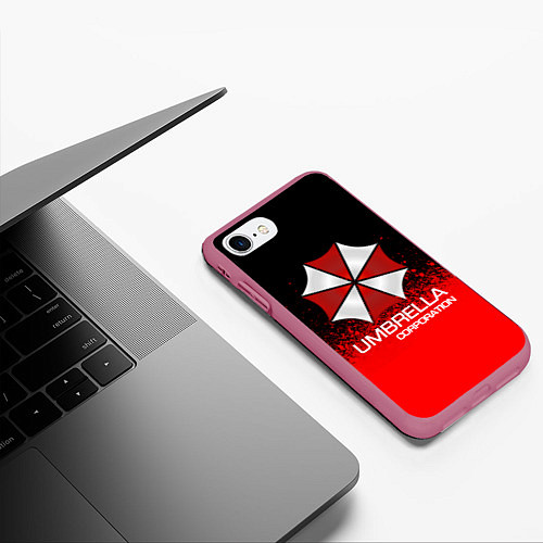 Чехол iPhone 7/8 матовый UMBRELLA CORP / 3D-Малиновый – фото 3