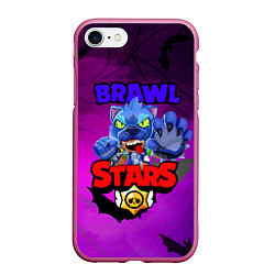 Чехол iPhone 7/8 матовый BRAWL STARS LEON WOLF, цвет: 3D-малиновый