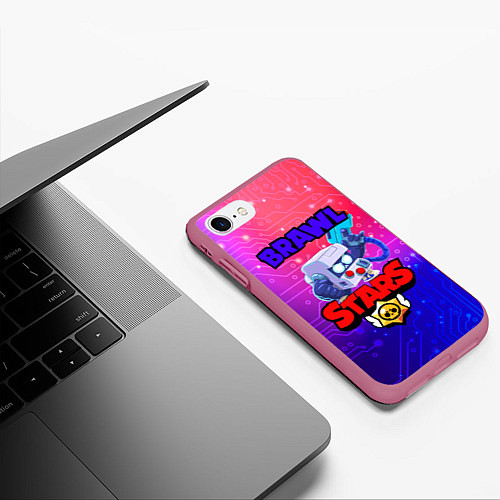 Чехол iPhone 7/8 матовый Brawl Stars 8 BIT / 3D-Малиновый – фото 3