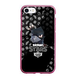 Чехол iPhone 7/8 матовый BRAWL STARS CROW, цвет: 3D-малиновый