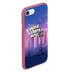 Чехол iPhone 7/8 матовый GTA VI, цвет: 3D-малиновый — фото 2