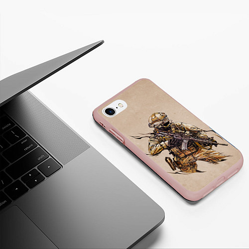 Чехол iPhone 7/8 матовый Военный / 3D-Светло-розовый – фото 3