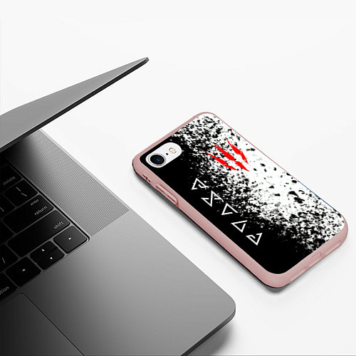 Чехол iPhone 7/8 матовый THE WITCHER / 3D-Светло-розовый – фото 3