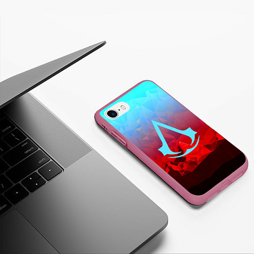 Чехол iPhone 7/8 матовый ASSASSINS CREED / 3D-Малиновый – фото 3