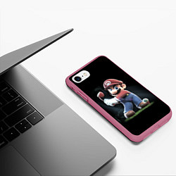 Чехол iPhone 7/8 матовый Марио, цвет: 3D-малиновый — фото 2