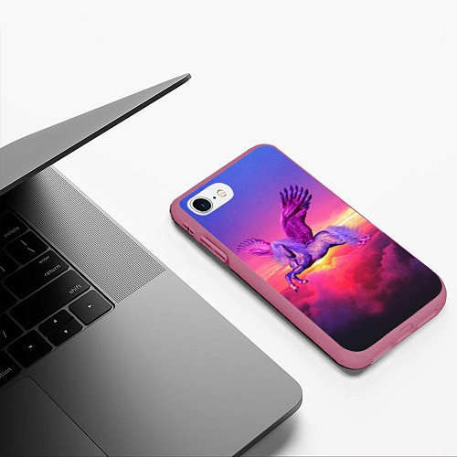 Чехол iPhone 7/8 матовый Dusk Sky Horse / 3D-Малиновый – фото 3