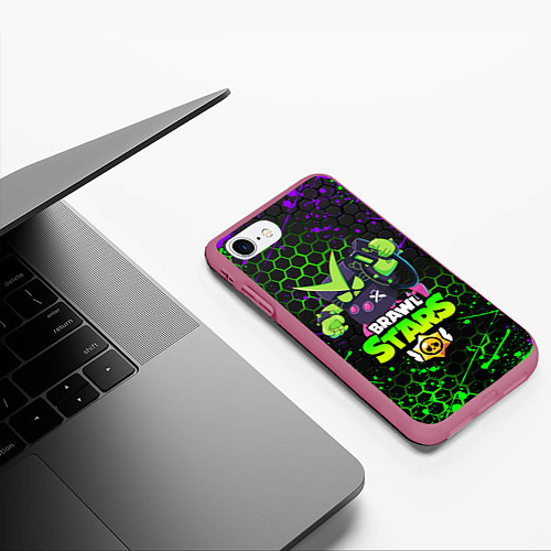 Чехол iPhone 7/8 матовый BRAWL STARS VIRUS 8-BIT / 3D-Малиновый – фото 3