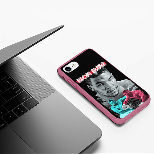 Чехол iPhone 7/8 матовый Iron Mike / 3D-Малиновый – фото 3
