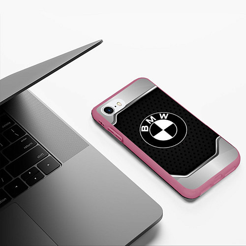 Чехол iPhone 7/8 матовый BMW / 3D-Малиновый – фото 3