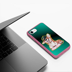 Чехол iPhone 7/8 матовый Корги, цвет: 3D-малиновый — фото 2