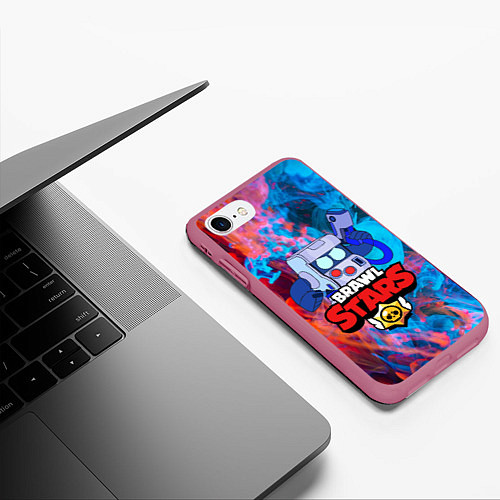 Чехол iPhone 7/8 матовый Brawl stars 8 bit / 3D-Малиновый – фото 3