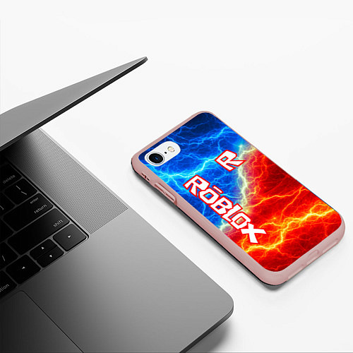 Чехол iPhone 7/8 матовый ROBLOX / 3D-Светло-розовый – фото 3