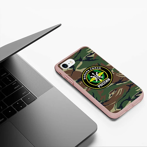 Чехол iPhone 7/8 матовый Войска связи / 3D-Светло-розовый – фото 3