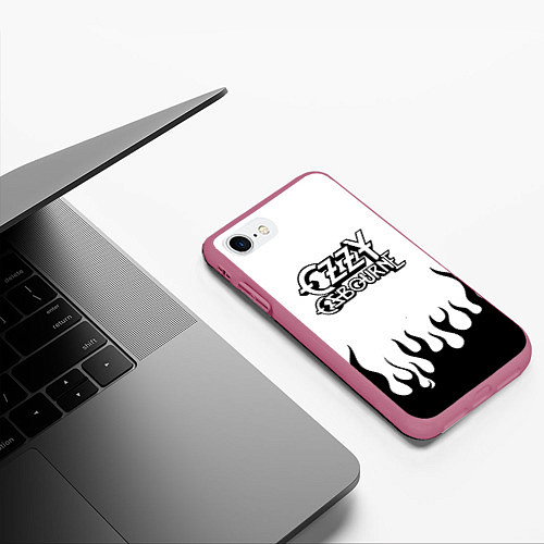 Чехол iPhone 7/8 матовый Ozzy Osbourne / 3D-Малиновый – фото 3