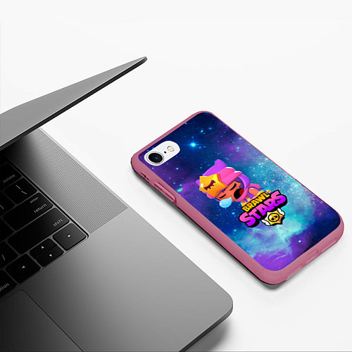 Чехол iPhone 7/8 матовый BRAWL STARS SANDY / 3D-Малиновый – фото 3