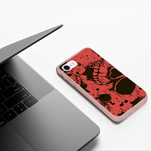 Чехол iPhone 7/8 матовый Черепа / 3D-Светло-розовый – фото 3