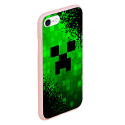 Чехол iPhone 7/8 матовый MINECRAFT, цвет: 3D-светло-розовый — фото 2