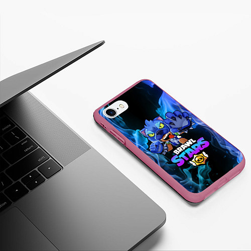 Чехол iPhone 7/8 матовый Brawl Stars LEON / 3D-Малиновый – фото 3