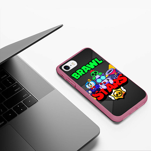 Чехол iPhone 7/8 матовый BRAWL STARS 2020 / 3D-Малиновый – фото 3