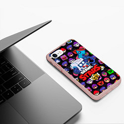 Чехол iPhone 7/8 матовый BRAWL STARS 8-BIT, цвет: 3D-светло-розовый — фото 2