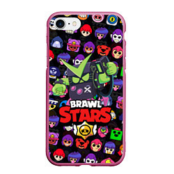 Чехол iPhone 7/8 матовый BRAWL STARS VIRUS 8-BIT, цвет: 3D-малиновый