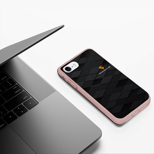 Чехол iPhone 7/8 матовый PORSCHE / 3D-Светло-розовый – фото 3