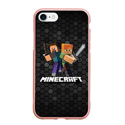 Чехол iPhone 7/8 матовый Minecraft Майнкрафт, цвет: 3D-светло-розовый