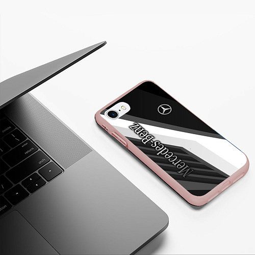 Чехол iPhone 7/8 матовый Mercedes-Benz / 3D-Светло-розовый – фото 3