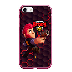 Чехол iPhone 7/8 матовый Brawl Stars Colt Кольт, цвет: 3D-малиновый