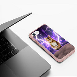 Чехол iPhone 7/8 матовый Котушка Теслы, цвет: 3D-светло-розовый — фото 2