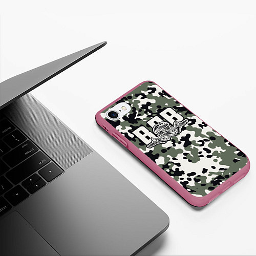 Чехол iPhone 7/8 матовый ВДВ / 3D-Малиновый – фото 3