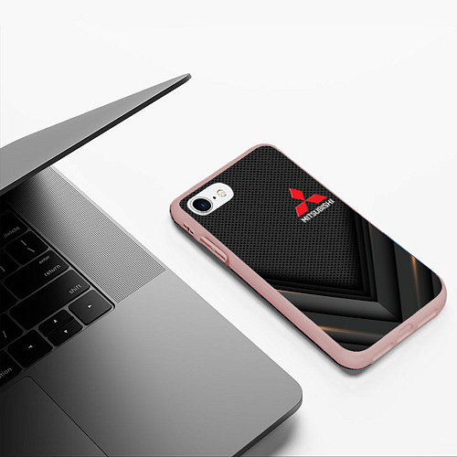 Чехол iPhone 7/8 матовый MITSUBISHI / 3D-Светло-розовый – фото 3