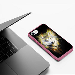 Чехол iPhone 7/8 матовый Волчий тотем, цвет: 3D-малиновый — фото 2