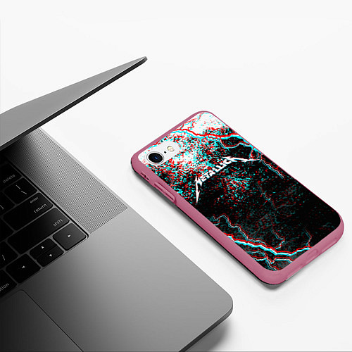 Чехол iPhone 7/8 матовый METALLICA GLITCH STORM / 3D-Малиновый – фото 3