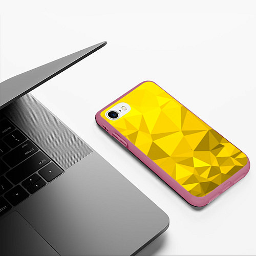 Чехол iPhone 7/8 матовый YELLOW ABSTRACT / 3D-Малиновый – фото 3