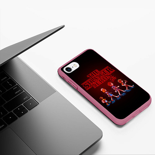 Чехол iPhone 7/8 матовый STRANGER THINGS / 3D-Малиновый – фото 3