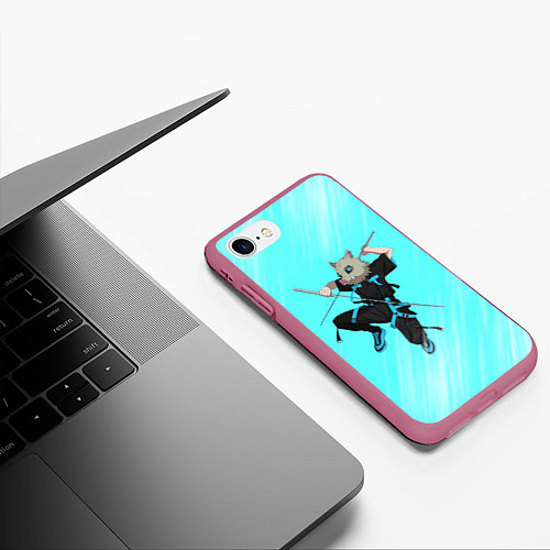 Чехол iPhone 7/8 матовый KIMETSU NO YAIBA / 3D-Малиновый – фото 3