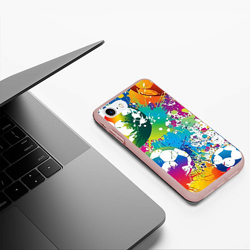 Чехол iPhone 7/8 матовый Football Paints / 3D-Светло-розовый – фото 3