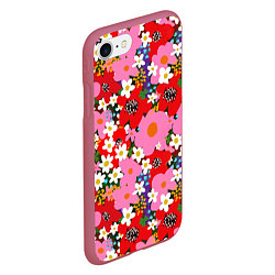 Чехол iPhone 7/8 матовый Flowers, цвет: 3D-малиновый — фото 2
