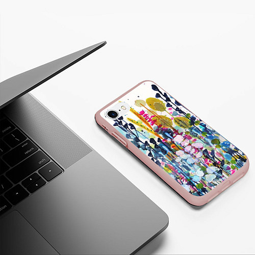 Чехол iPhone 7/8 матовый Watercolor Flowers / 3D-Светло-розовый – фото 3