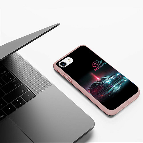 Чехол iPhone 7/8 матовый SUBARUСпина / 3D-Светло-розовый – фото 3