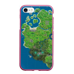 Чехол iPhone 7/8 матовый Fortnite карта, цвет: 3D-малиновый