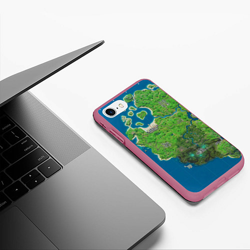 Чехол iPhone 7/8 матовый Fortnite карта / 3D-Малиновый – фото 3