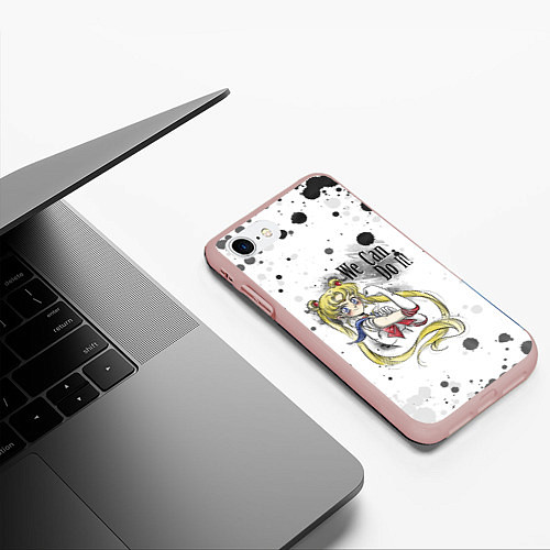 Чехол iPhone 7/8 матовый Sailor Moon We can do it! / 3D-Светло-розовый – фото 3