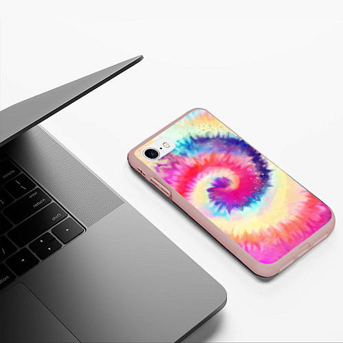 Чехол iPhone 7/8 матовый Tie Dye vortex / 3D-Светло-розовый – фото 3