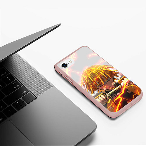 Чехол iPhone 7/8 матовый KIMETSU NO YAIBA / 3D-Светло-розовый – фото 3