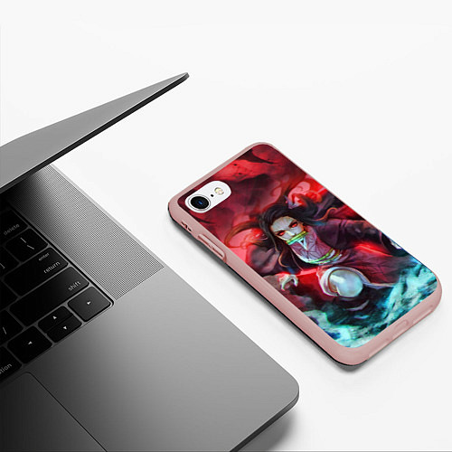 Чехол iPhone 7/8 матовый KIMETSU NO YAIBA / 3D-Светло-розовый – фото 3