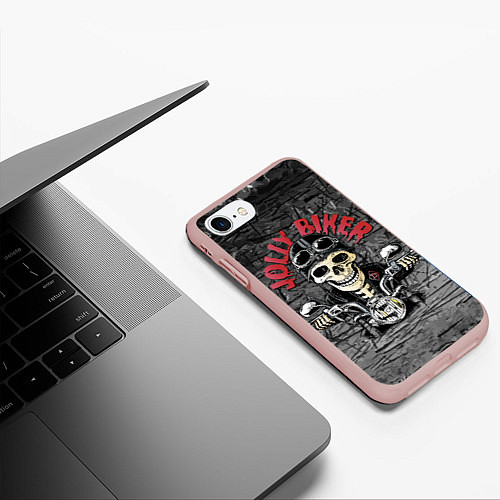 Чехол iPhone 7/8 матовый Веселый байкер / 3D-Светло-розовый – фото 3