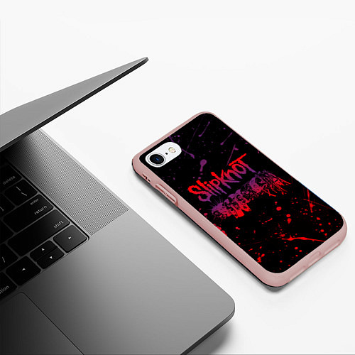 Чехол iPhone 7/8 матовый SLIPKNOT / 3D-Светло-розовый – фото 3